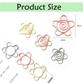 MANJIAMEI 30 Pcs Flower Paper Clips, 25mm Cute Flowers Metal Paperclips Bookmark Clip Memo Clips Paper Clamps for Office Home Stationery Paperwork Document Organizing Wedding Decoration