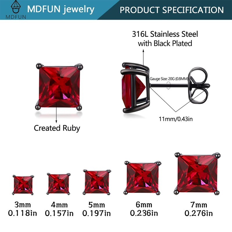 MDFUN Earrings for Men 316L Stainless Steel 5 Pairs Stud
