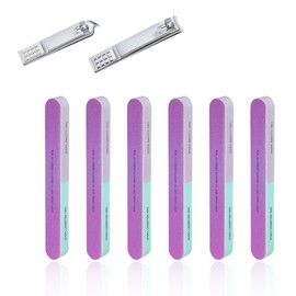 YFaith Nagelfeile Polierfeile, 6-Stück Polierfeile Fingernägel-Set, 18 cm Nagelpolierfeile, Multifunktion Nagel Polierfeile mit 2 Nagelknipsern, für Haushalt, Kosmetikstudios und Nagelstudios