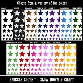 Star Curved Points Temporary Tattoo Water Resistant Fake Body Art Set Collection - Hot Pink (One Sheet)