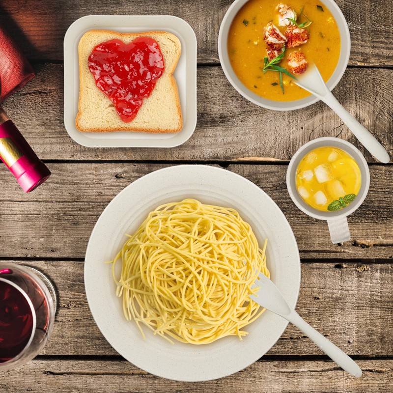 42-Piece Dinnerware Sets - Plates and Bowls Sets, Unbreakable Wheat