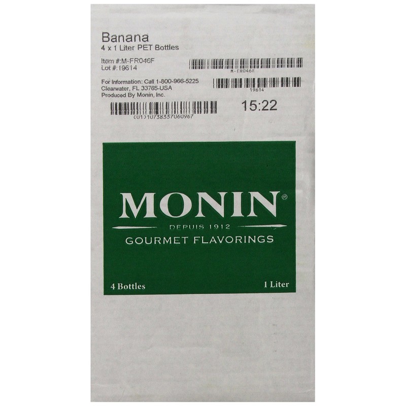 Monin Flavored Syrup, Banana, 33.8-Ounce Plastic Bottles (Pack of 4)
