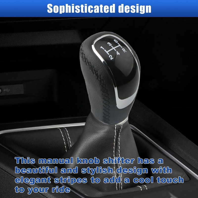 5 Speed Shift Knob, Manual Gear Shifter Knob, Leather Automotive