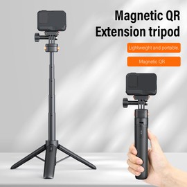 Dpofirs Magnetic Selfie Stick Tripod for Pocket 3 Action 5 Pro 4 3, Extendable 19 53cm Aluminum Alloy Tabletop Tripod with 4 Level Adjustment, Vlogging Kit for X5 X4 ACE Pro