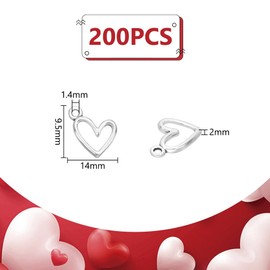 UNICRAFTALE Pack of 200 Heart Pendants Tibetan Heart Love Pendants Sweet Valentine's Day Pendant Antique Silver Jewellery Pendant for Key Chain Earrings Bracelets Necklaces Jewellery Making,