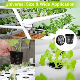 Rmeet 50 Pcs 2 Inch Plastic Hydroponics Planting Mesh Pot Net Plastic Garden Net Cup Pots Basket for Hydroponics Garden Balcony Planting