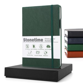 Stone Paper Notebook for Women Men, A5 Waterproof Notebook Hardcover Executive Journal, Ruled Notebooks for Writing, Business, Work ＆ School, 160 Pages Notebook with Box (A5 Green)