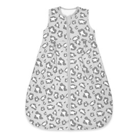 emma & noah Baby Sleeping Bag 1.0 TOG, All-Year Sleeping Bag for Spring, Summer and Autumn, 100% Organic Cotton, Oeko-Tex Certified, Romper Bag for Newborns (Leo Grey, 90 cm)