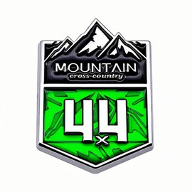 2X Metal Mountain 4x4 Cross Country Emblem Badge Fits Off-Road Car Truck SUV (Silver Green)