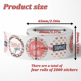 FEISHIONG 2000pcs Thank You Stickers, Thank You Round Label Sticker,1.0 Inch Thank You Sticker,My Handmade Baking Packaging,Envelopes, and Boutique Stores