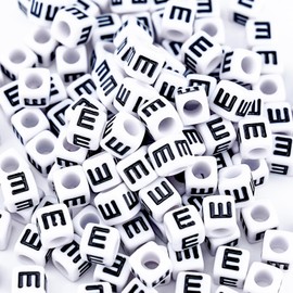 Sunrica 500Pcs Vowel Letter Beads E 6X6mm Individual Square Alphabet Beads for Friendship Bracelets Making