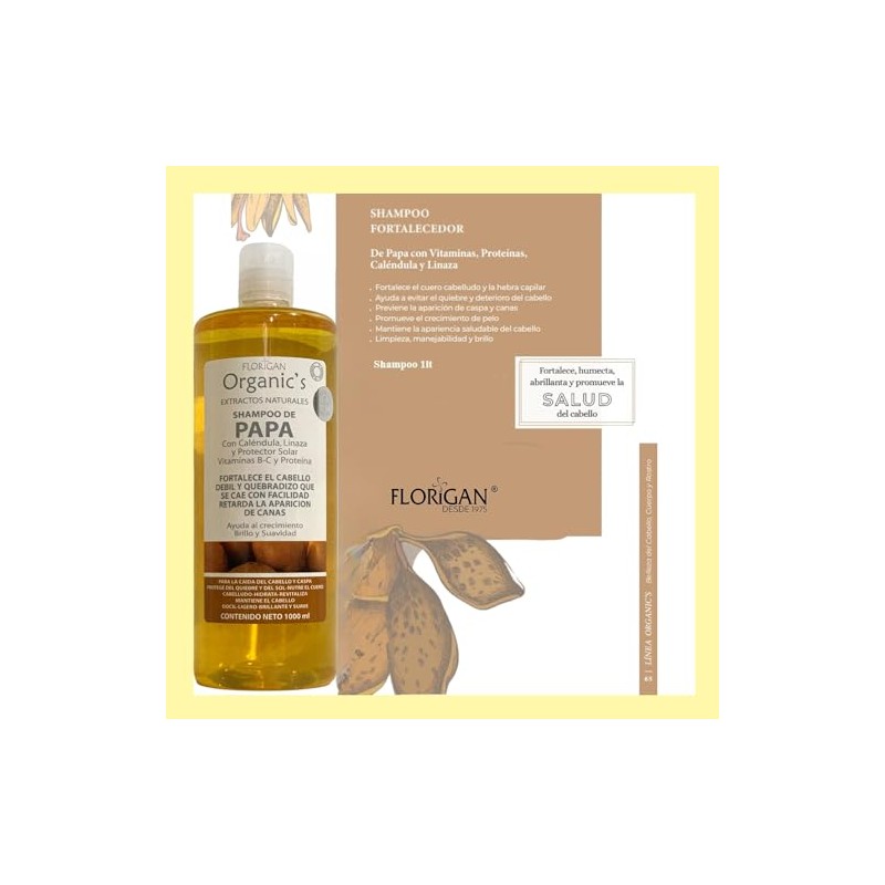 FLORIGAN Shampoo Fortalecedor de PAPA con Vitaminas y Proteínas 1lt.