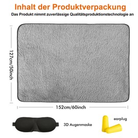 HOSPAOP Travel Blanket Aeroplane, Travel Pillow Blanket 2 in 1, Portable Aeroplane Blanket (127 x 152 cm) with Sleeping Mask and Ear Plugs, Travel Pillow for Train, Plane, Car, Camp