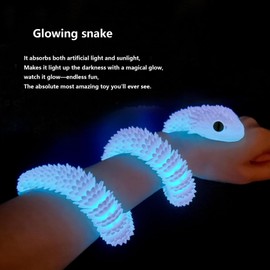 JASSBOOY 24in 3D Printed Snake Toys,Articulated Flexible Animal Decorative Collectible with Glow-in-The-Dark Rainbow Colors