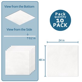 SUNWINGS 12-Pack Drop Ceiling Tiles, 24" x 24" White PET Decorative Ceiling Felt, 2ft x 2ft PET Waterproof Fire-Rated Covering Panels for Kitchen Bathroom Basement, Cover 48 Sq. Ft.
