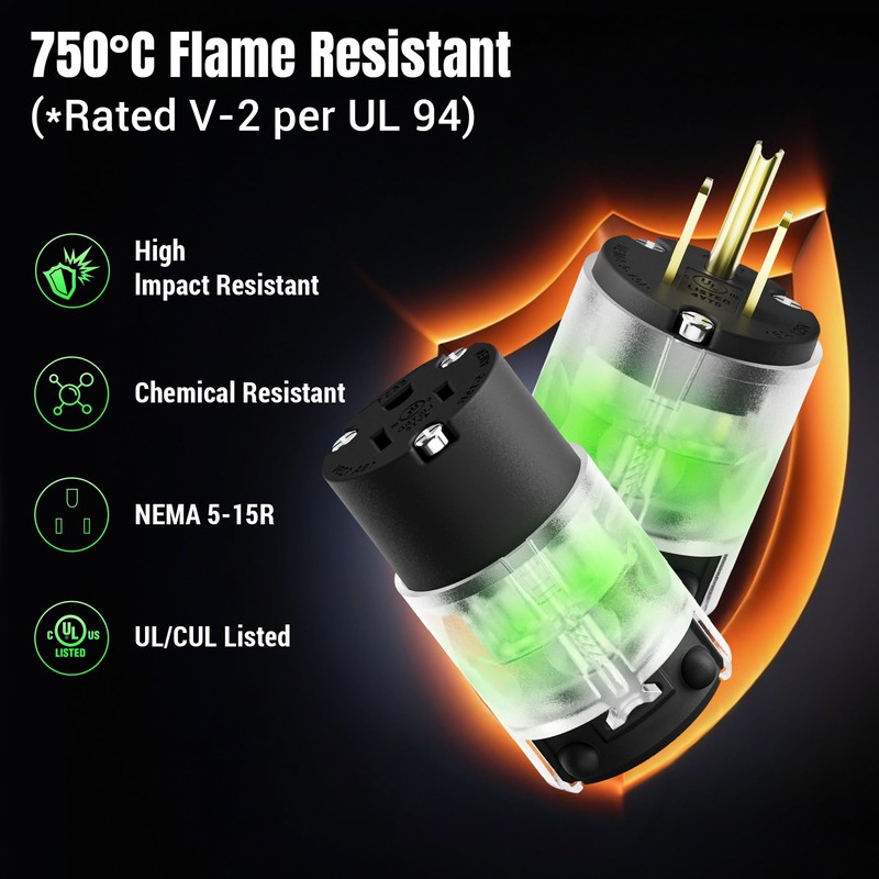 Yomiuwo Lighted Plug and Connector Set, Straight Blade Cord End