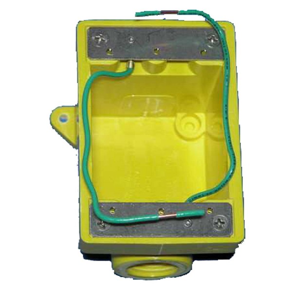 Marinco 6083CR Marine FD Box for 15, 20, 30, and 50-Amp Receptacles, and 7420CR and 7788CR Covers (Two 3/4" Knockout Holes, Yellow)