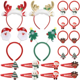 HOWAF Christmas Headbands Christmas Hair Accessories, Christmas Hair Bands reindeer headband Christmas Hair Clip Snap Hair Clips Santa Christmas Hair Barrettes Christmas Accessories Christmas Presents