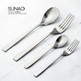 Tsubame Shinko Industries SUNAO Dinner Cutlery Set, 8 Pieces, 18-8 Stainless Steel, Made in Japan, No Box, Bag Only