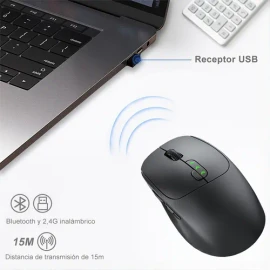 Mouse Inalambrico Silencioso Ergonomico Gaming Ratón Recargable, Gitifo Color Negro Bluetooth/2.4g Doble Modo