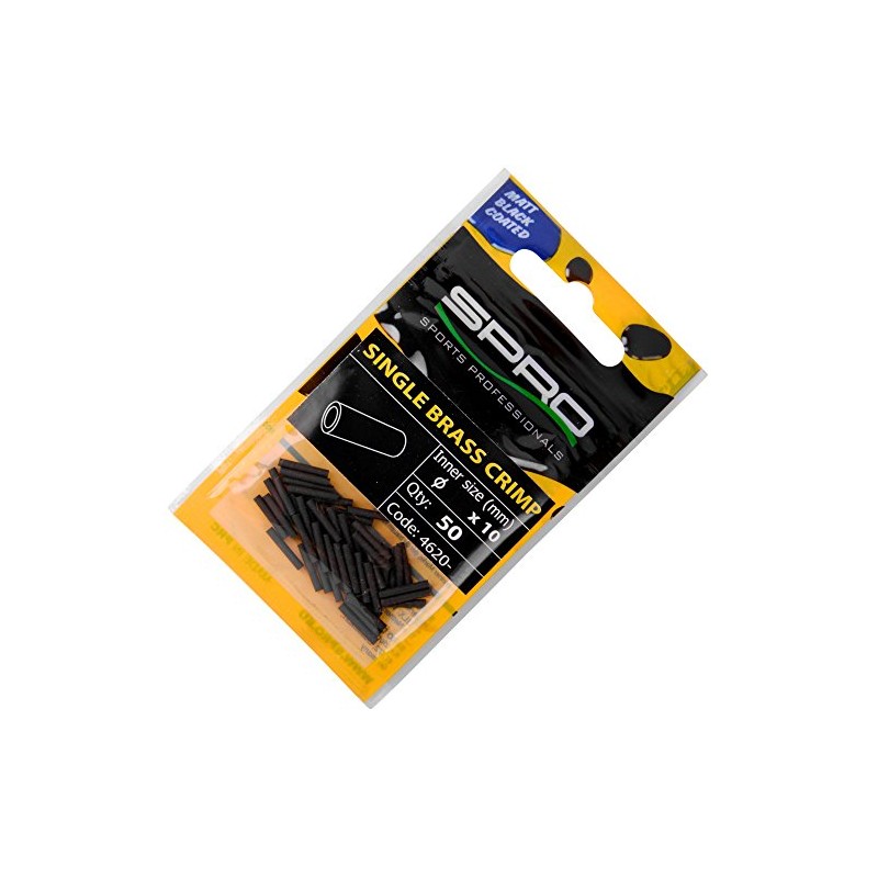 Spro Matt Black Single Brass Crimp – 50 Crimp Sleeves