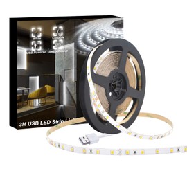 WOWLED RGB LED Strip Light Connector, 3 m USB LED White Strip, Pug Playback, 9.8 Foot TV Backlight for Bedroom, Kitchen, DIY, Decorative Tape Light