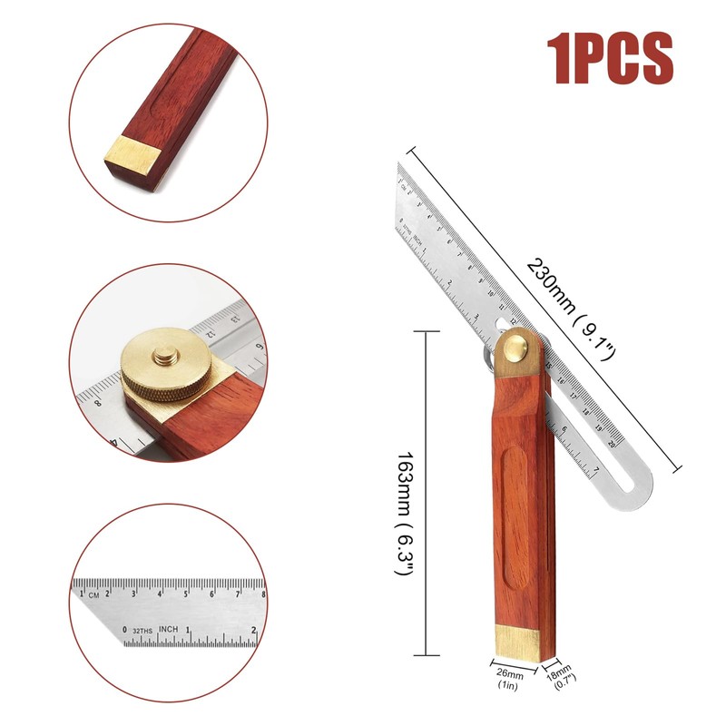 Adjustable Carpentry Square Bevel Gauge T Bevel Blade Ruler with