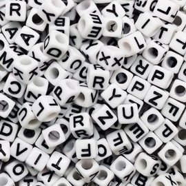 700 Pcs 6mm White Letter Cube Beads Bulk A-Z Craft Alphabet Assorted Acrylic Pony Bead for Jewelry Making Diy Necklace Bracelet Name Bracelets and Crafts Art Decoration