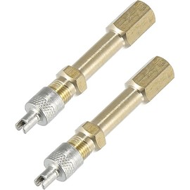 X AUTOHAUX 2pcs 50mm/1.97" Long Brass Auto Tire Valve Extension Adaptor Air Tyre Stem Extender Inflation Stright Bore for Car Truck Motorcycle Bike Mower Scooter