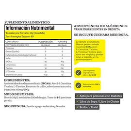 PROTEIN WORLD  IBCAA 400 g  Con Aminoácidos de Cadena Ramificada 211  L-Carnitina  Libre de Soya, Gluten y GMO  Kosher  Halal                         