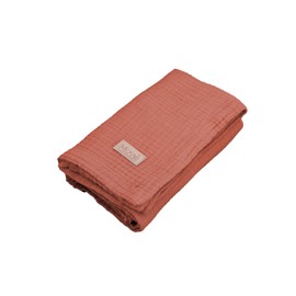 Mizali Premium Muslin Baby Blanket, 120 x 120 cm, 4-Layer, Cotton, Breathable, Plain Colour, Cuddly Blanket, Summer Blanket, Bedspread for Children, Gift for Newborns (Natural Red)