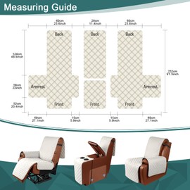 Ruaozz Waterproof Recliner Loveseat Cover with Console, Non-Slip Couch Cover Pet Cover for Double Recliner Split Sofa Cover with Elastic Straps for Kids, Dogs, Pets (Beige,2 Seater)