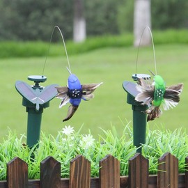 NOIAFZY 5Pcs Solar Yard Stake Fluttering Insects Solar or Battery Powered Solar Powered Hummingbird