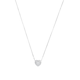 Amor 2022982 Women's Necklace with Pendant 925 Sterling Silver with Synthetic Zirconia 42 cm Silver Heart Comes in Jewellery Gift Box, Sterling Silver, Synthetic zirconia.