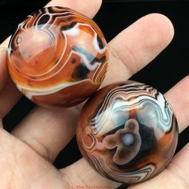 TEAMWILL Natural Silk Agate Banded Ball Quartz Crystal Sphere Tumbled Gems Stone Dia.35MM(1.38inch)