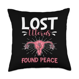 Hysterectomy Gifts Funny Hysterectomy Recovery Uterus Throw Pillow, 18x18, Multicolor