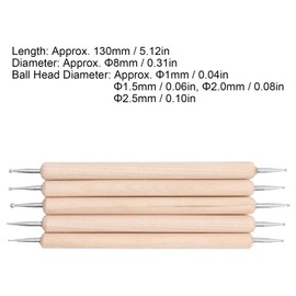 Embossing Stylus Set Double End Tracing Dotting Tool Stylus Carbon Transfer Paper Painting Pottery Clay Craft Embossing Art Nail Art 130mm Length Different Sizes 1mm 1.5mm 2.0mm 2.5mm 5pcs