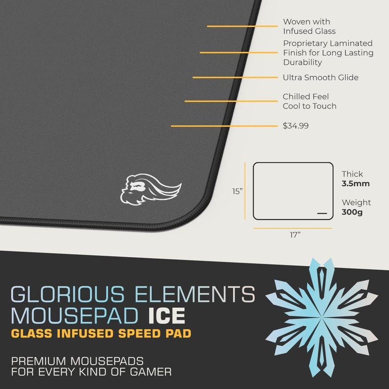 Glorious PC Gaming Race Elements Ice Gaming Mauspad - Schwarz