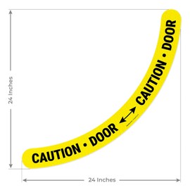 Caution Door with Bidirectional Arrow, 24x48 Inches, Floor Decal Anti-Slip Adhesive Floor Sign Made in USA
