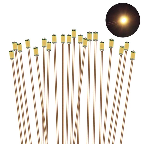 Evemodel C0603WM 20pcs Pre-soldered micro 0.1mm Copper Wired WARM WHITE