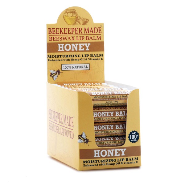 Beekeeper Made Beeswax Bulk Lip Balm, 40 Count Honey Flavor | For Men, Women, and Children. Great for Gifts, Showers, & More