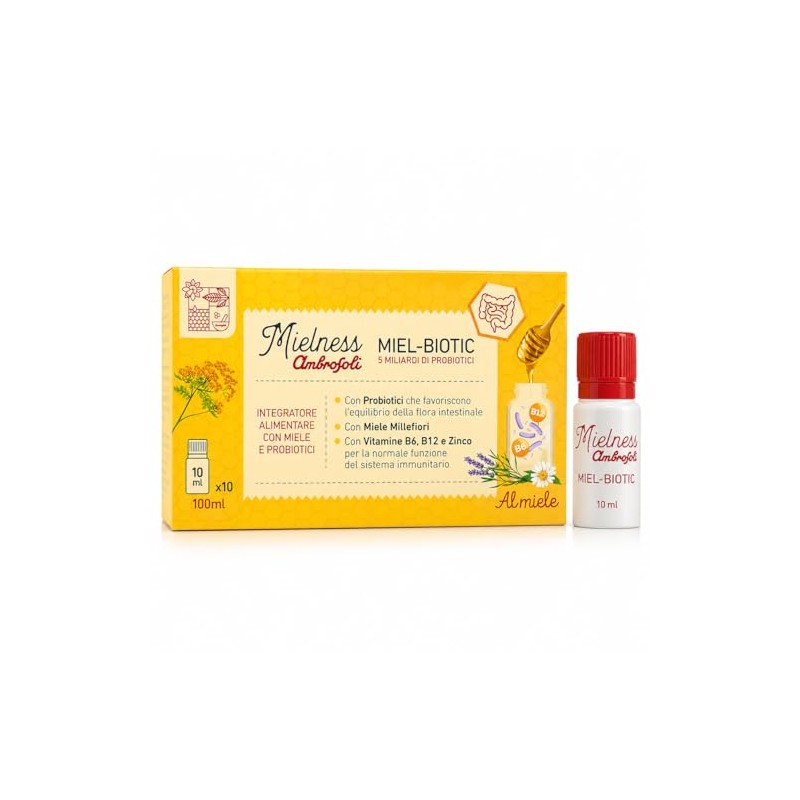 Ambrosoli Mielness Miel-Biotic Integratore Alimentare con Miele Millefiori e Probiotici,