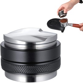 Distribuidor de Cafe SIJEW,Tamper para Cafe de Doble Cabeza de Acero Inoxidable SUS-304,Adecuado para Portafiltros,Expreso Molido,Profundidad Ajustable Ambos Lados (53mm)