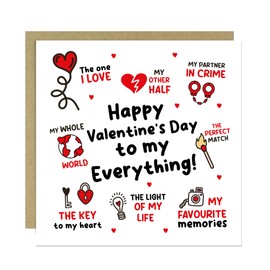 RED OCEAN Happy Valentines Day To My Everything Card Valentines Card For Boyfriend Girlfriend Husband Wife Valentines Day Card For Him Her Husband Card Wife Card Cute Card For Boyfriend or Girlfriend