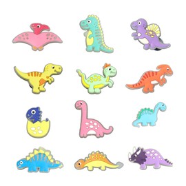 FYSL Pack of 12 Shoe Charms, Dinosaur Shoe Pins, Glow in the Dark, Cartoon Shoe Decorations, Shoe Pin Decoration, Shoe Charm for Kids, Girls and Boys, Polyvinyl Chloride
