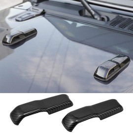 JSCARLIFE Car Engine Hood Hinge Cover Decoration Cover Stickers Exterior Accessories for Jp Wrangler JL 2018-2022 (Black Carbon Fiber)
