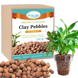 Legigo 15 LB Organic Leca Clay Pebbles for Plants, 4mm-16mm 100% Natural Leca Balls for Indoor Plants, Hydroton Clay Pebbles for Plants Hydroponic Aquaponics Growing Orchid Drainage Terrarium
