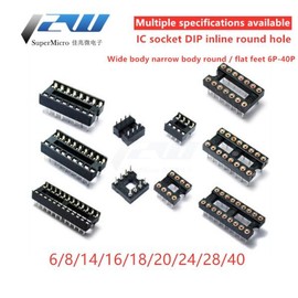 IC 소켓 2.54mm DIP6 DIP14 DIP20 핀 커넥터 6 8 14 16 18 20 24 28 32 40 핀 10 개 [12 24pin Flat Narrow] IC Socket 2.54mm DIP6 DIP14 DIP20 Pin Connector 6 8 14 16 18 20 24 28 32 40 Pin 10 Pieces [12 24pin Flat Narrow]