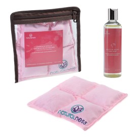 Paquete Compresa para Bebé Rosa- Elaborada con Semillas y Plantas medicinales, y Aceite de Masaje para Bebé 125ml