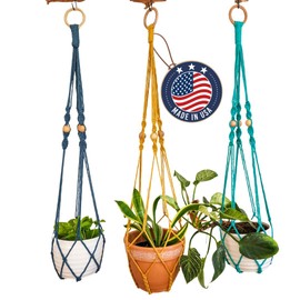 Macrame Plant Hanger Indoor Macrame - 3ft Macrame Plant Hangers Indoor for Live Plants Indoor Outdoor Decor Boho Decor Small Hanging planters for Indoor Plants (Set of 3: Cozy Combo)